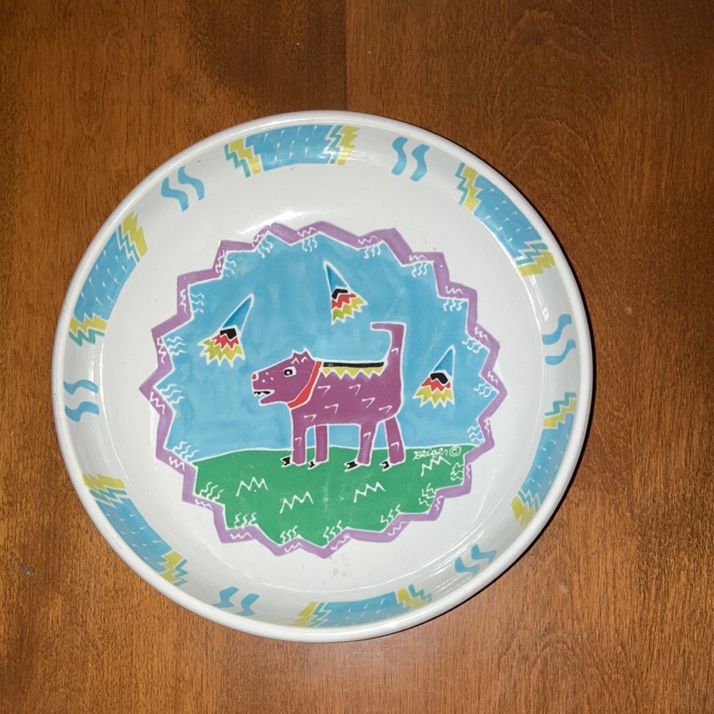 1987 Chaleur Purple Dog Serving Bowl